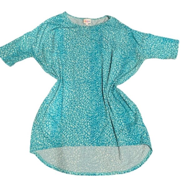 Lularoe USE Sz S Stretch Athleisure Tunic Tee Top Teal/Blue-Green & White 197L - Picture 1 of 7